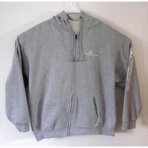 T.R. McTaggart Harsens Island Michigan Mens Gray Zip Up Hoodie Jacket Size 2XL